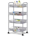 thumbnail image 1 of Costway 4 Tier Storage Rack Trolley Cart Home Kitchen Organizer Utility Baskets Silver, 1 of 10