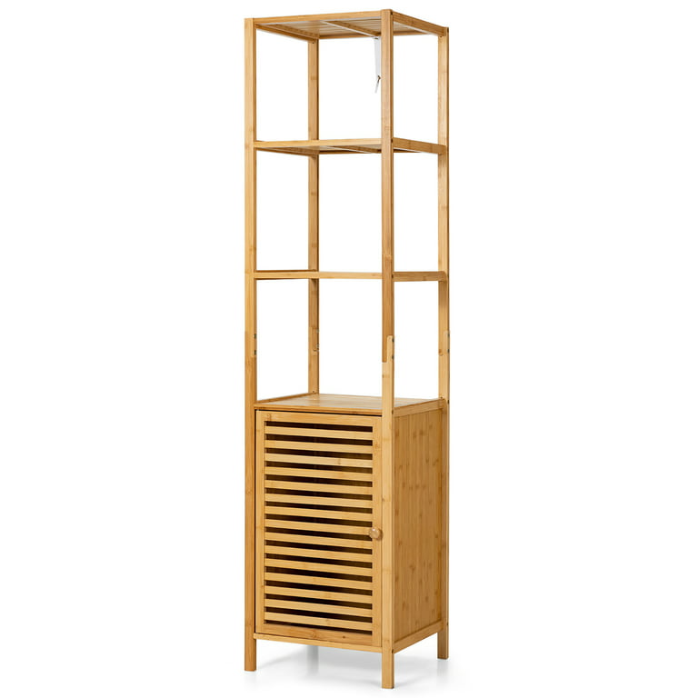 Corner Bathroom Organizer Storage Tower 3 or 2 Shelves Bamboo Black Metal -  On Sale - Bed Bath & Beyond - 18095751