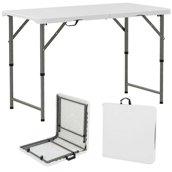 Costway 4 ft Portable Camping Table with HDPE Tabletop & Metal Legs Safety Lock for Party