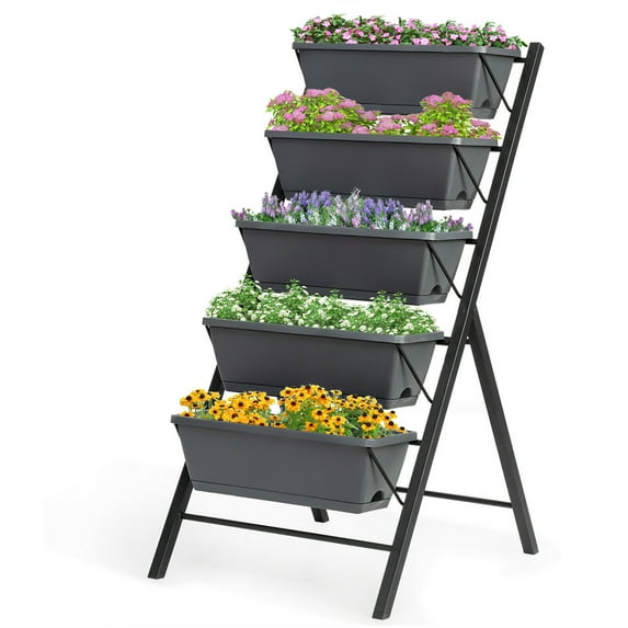 Costway 4 ft Vertical Raised Garden Bed 5-Tier Planter Box for Patio Balcony Flower Herb