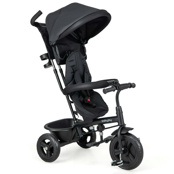 Costway 4-in-1 Adjustable Unisex Kids Tricycle, Metal and Plastic Black