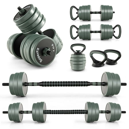 Costway - 4 in 1 Adjustable Weight Dumbbell Set 47lbs Free Weight Set withConnector Home Gym - Black/Gray