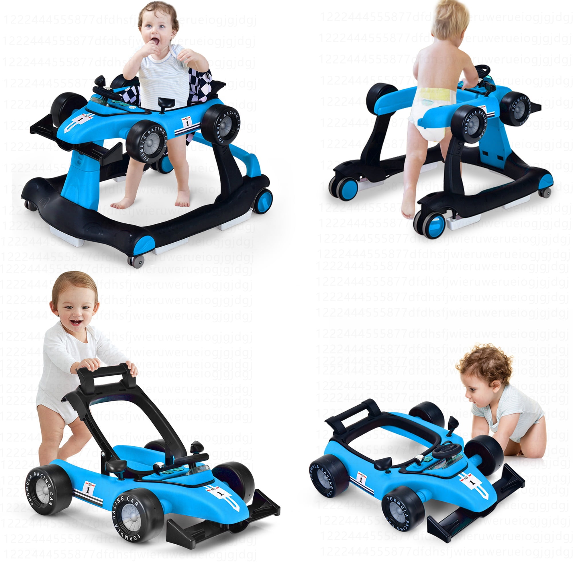 Costway 4 in 1 Baby Walker Infant Collapsible Child Walking Rolling Activity Adjustable Height Blue Walmart