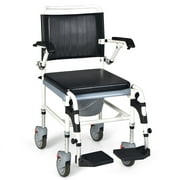 Costway 4-in-1 Bedside Commode Chair Commode Wheelchair with Detachable Bucket