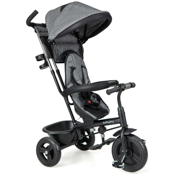 Costway 4-in-1 Multifunctional Tricycle, Gray, for Kids 9-60 Months, 55 lbs Weight Capacity