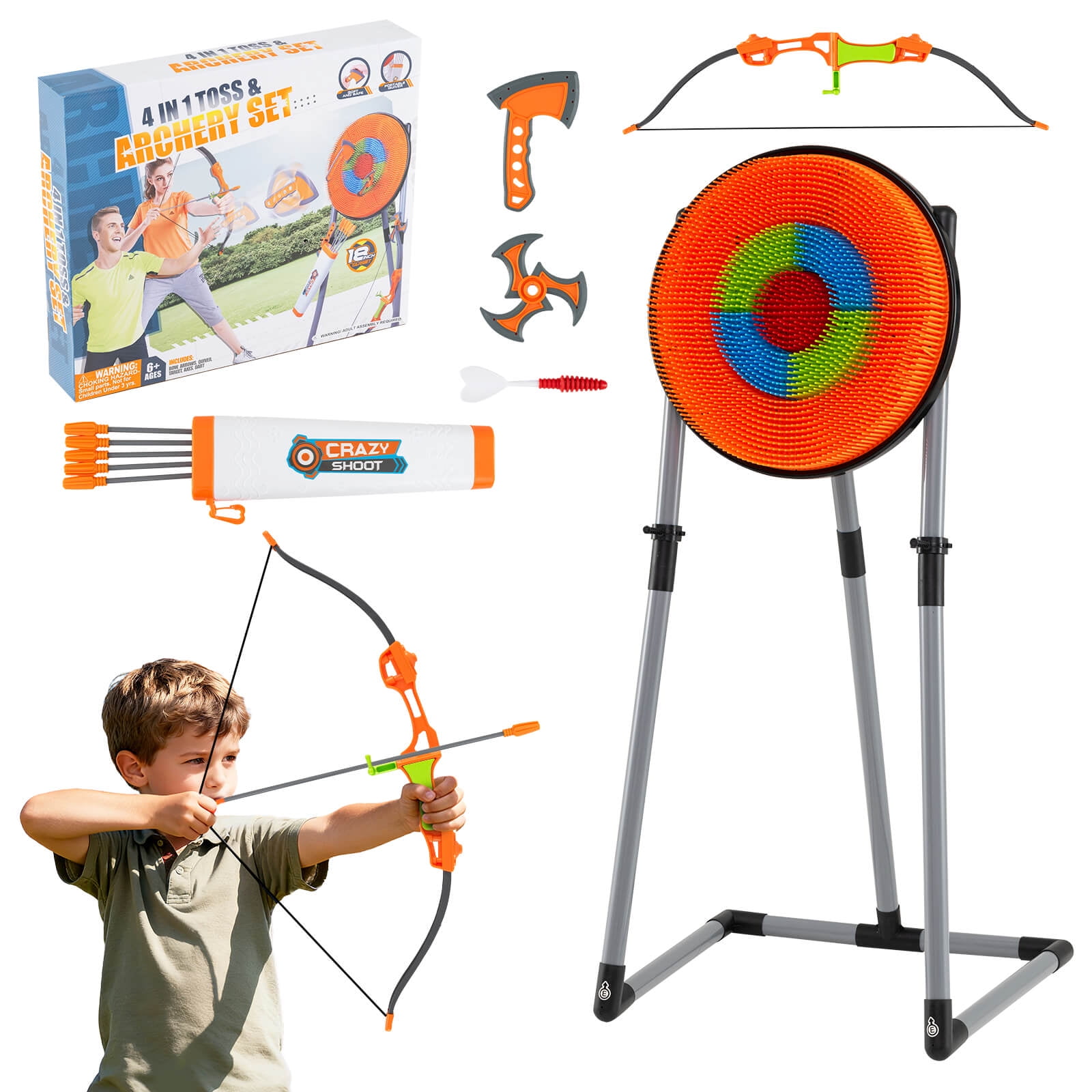 Costway 4 in 1 Throwing Target Set with Bristle Target, 3 Throwing