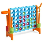 Costway 4-in-A Row Giant Game Set w/Basketball Hoop for Family Orange