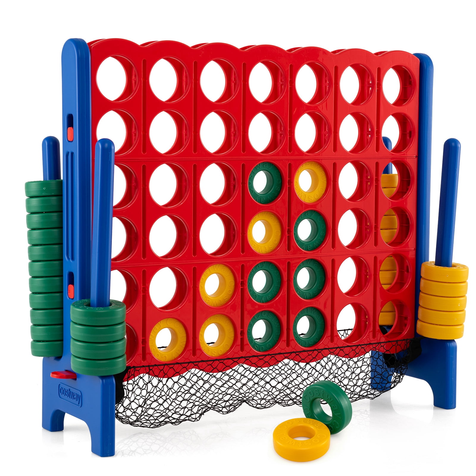 Costway 4-to-Score Giant Game Set 4-in-a-Row Connect Game with Storage Net for Kids & Adult