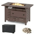 thumbnail image 1 of Costway 40-Inch Outdoor Propane Fire Pit with Lava Rocks Removable Lid & Protective Cover Brown, 1 of 10