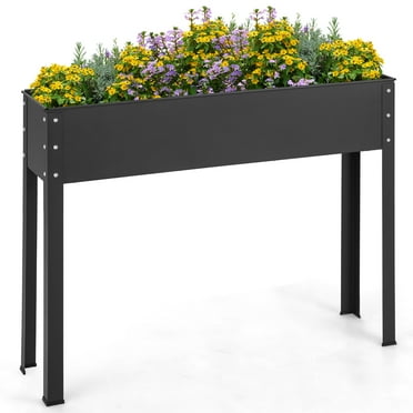 Costway 40'' Raised Garden Bed with Legs Metal Elevated Planter Box Drainage Hole Backyard