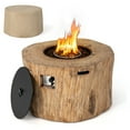 thumbnail image 1 of Costway 40'' Round Propane Gas Fire Pit Table Wood-Like Surface w/ Laval Rock PVC Cover, 1 of 11