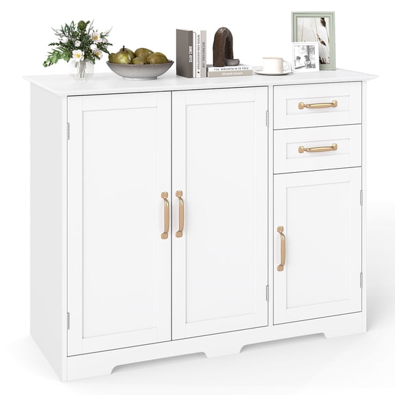Costway 40" Sideboard Buffet Cabinet Modern Kitchen Storage Organizer with 2 Drawers White