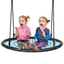 Costway 40'' Spider Web Tree Swing Set w/ Adjustable Hanging Ropes Kids Play Set Blue