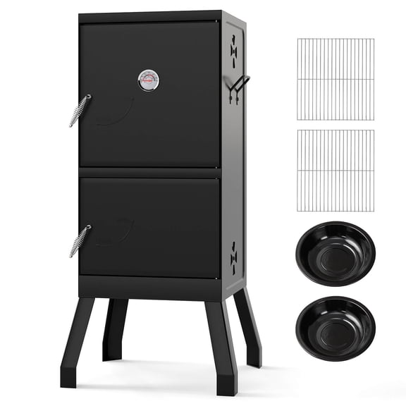 Costway 40'' Vertical BBQ Smoker w/Built-in Thermometer Adjustable Air Dampers for Party