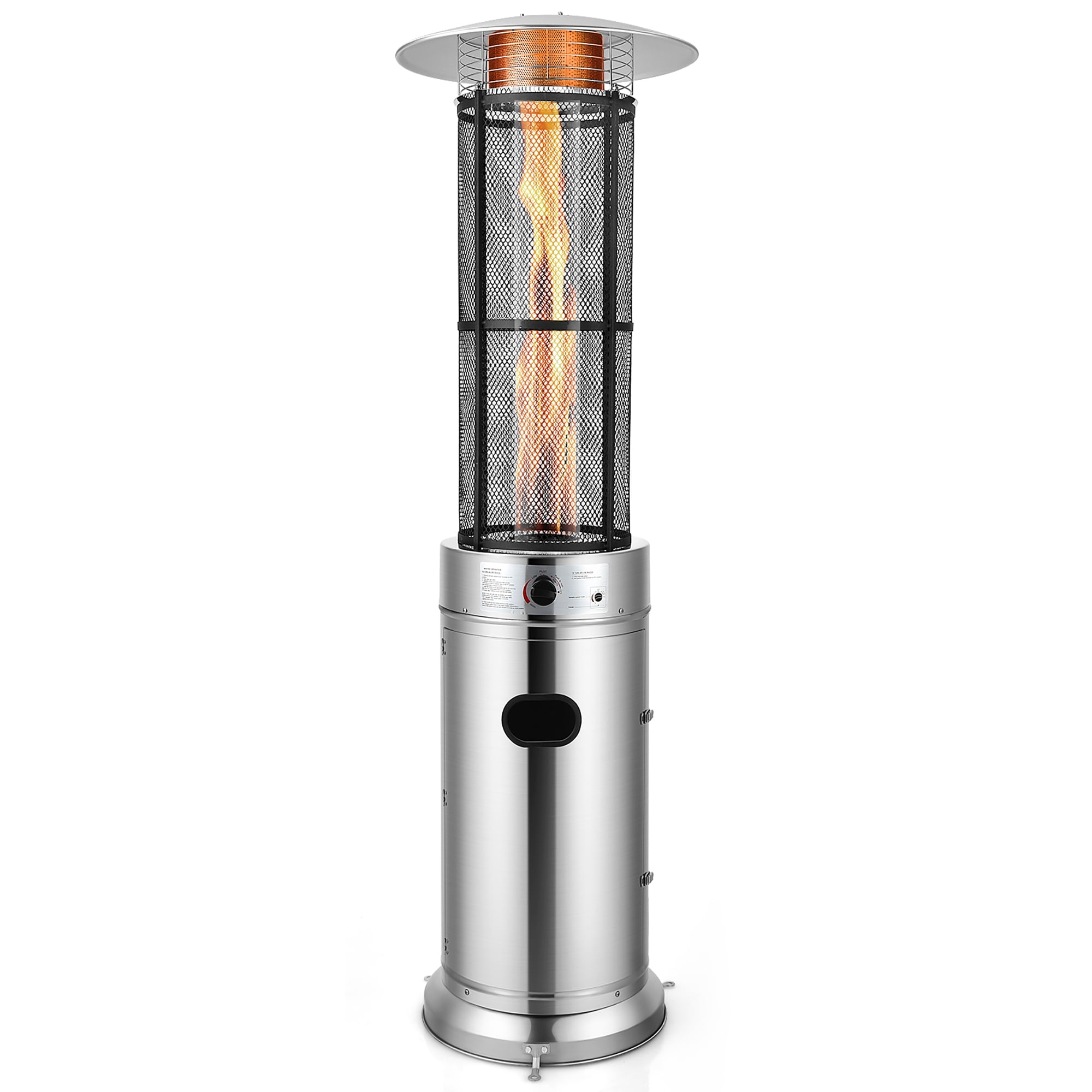 Stainless Steel Propane Patio Heater with Glass Tube and Wheels
