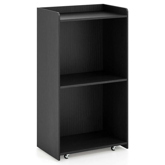 Costway 41" Presentation Podium with 2 Storage Shelves Laptop Computer Cart 4 Casters Black