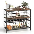 thumbnail image 1 of Costway 41" Wine Rack with 4 Glass Holders Wide Countertop Middle & Bottom Storage Shelves, 1 of 10