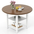 Costway 42.5" Drop Leaf Kitchen Table with Storage Shelves Expandable ...
