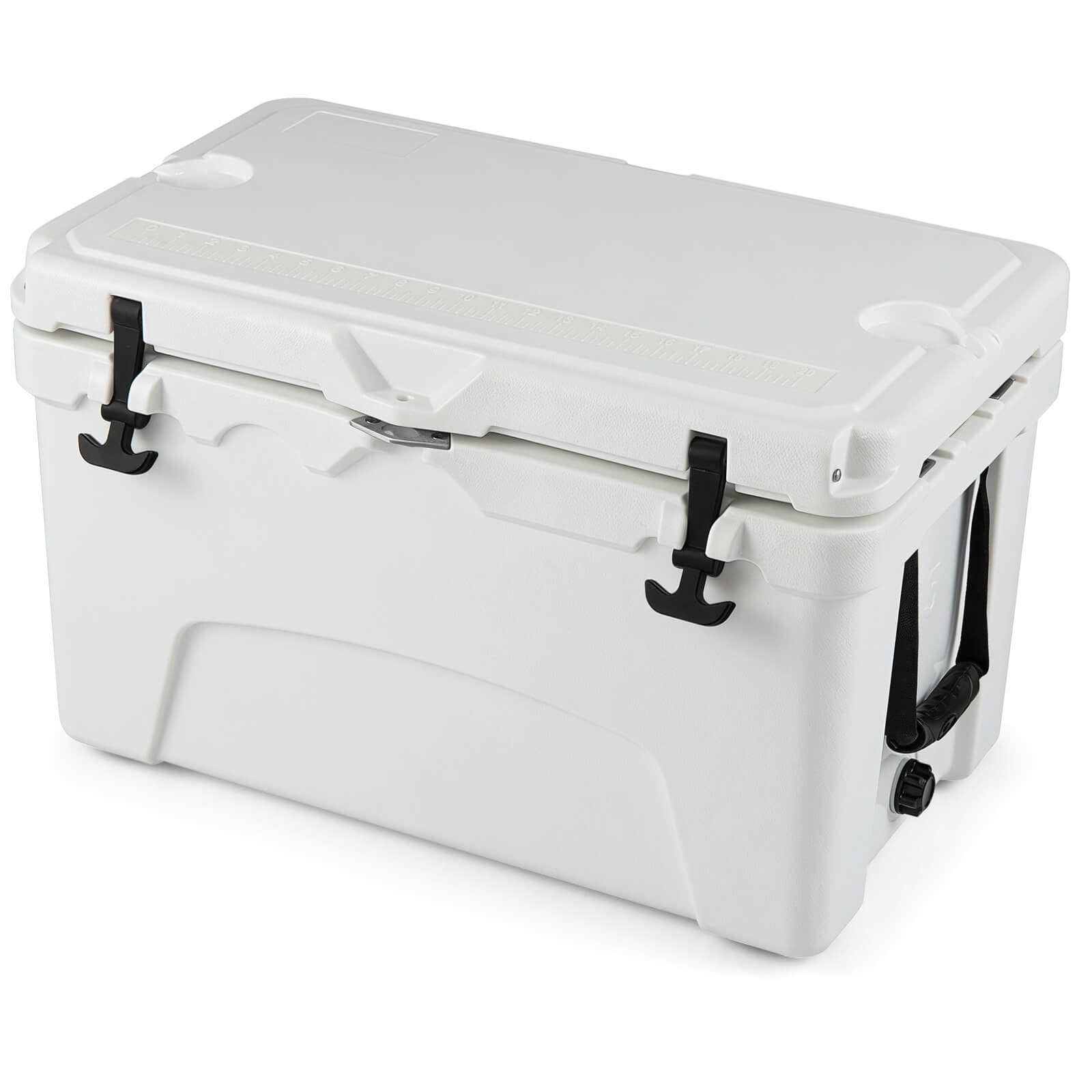Costway 42.5 L Portable Hard Cooler with 2 Cup Holders,Ruler & Opener,cool for up to 6 Days White