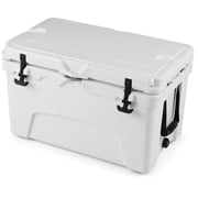Costway 42.5 L Portable Hard Cooler with 2 Cup Holders,Ruler & Opener,cool for up to 6 Days White