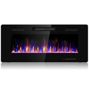Costway 42'' Electric Fireplace Recessed Ultra Thin Wall Mounted Heater Multicolor Flame