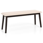 Costway 43.5" Upholstered Entryway Bench with Rubber Wood Frame, Farmhouse End of Bed Bench Beige