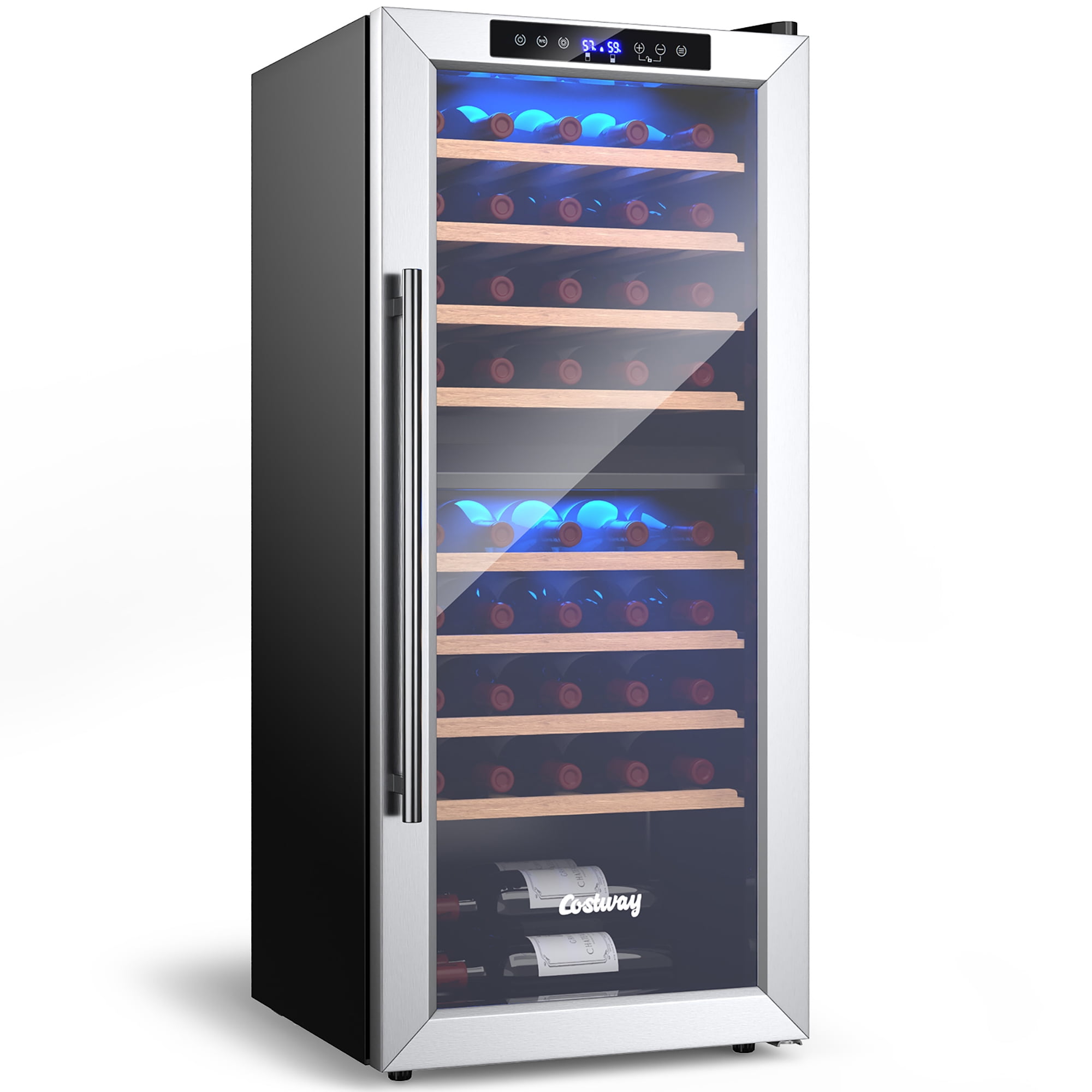 Costway 43 Bottle Dual Zone Stainless Steel Wine Refrigerator
