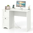 thumbnail image 1 of Costway 43" Home Office Desk Compact Study Writing Desk with 2 Drawers Charging Station, 1 of 10