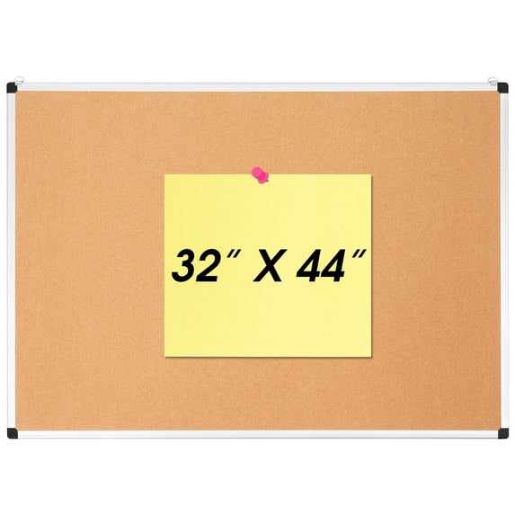 Costway 44'' x 32'' Cork Bulletin Board Wall Mounted Notice Pin Board w/ Aluminium Frame