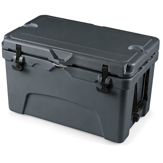 Costway 45 Quart Portable Hard Cooler, Insulated Ice Chest Keeps Cool for up to 6 Days Gray