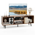 thumbnail image 1 of Costway 47.5" Console Cabinet for 55-Inch TVs whth Storage Shelves Heavy-duty Metal Legs, Brown, 1 of 10