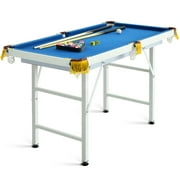 Costway 47'' Folding Billiard Table Pool Game Table for Kids w/ Cues & Chalk & Brush Blue