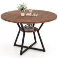 thumbnail image 1 of Costway 47” Round Dining Table for 4 with Storage Shelf, Wooden Tabletop, Metal Base, 1 of 11
