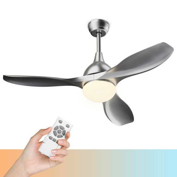 Costway 48'' Ceiling Fan w/ Dimmable LED Light Modern Reversible Blades Remote Control Silver