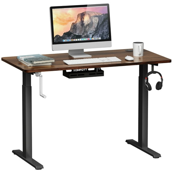 Costway 48'' Sit Stand Desk Adjustable Standing Workstation w/Crank Handle Black