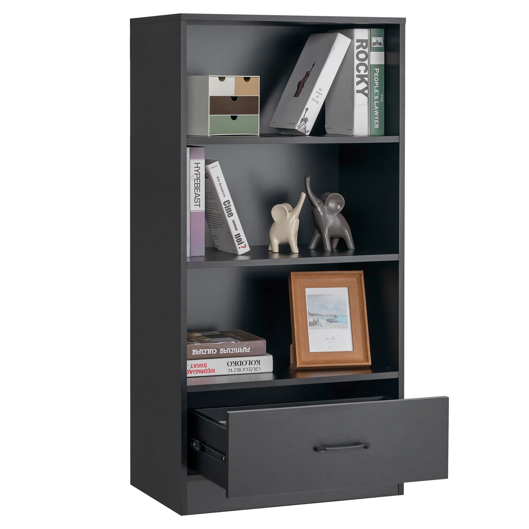 Dropship 46 Tall Adjustable 4-Shelf Wood Bookcase Storage