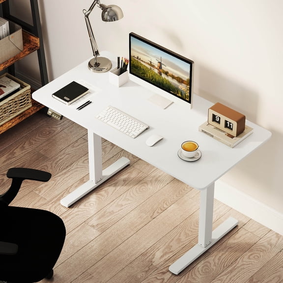 Costway 48” x 24” Electric Standing Desk with LED Display 2 Memory Height Settings for Home White