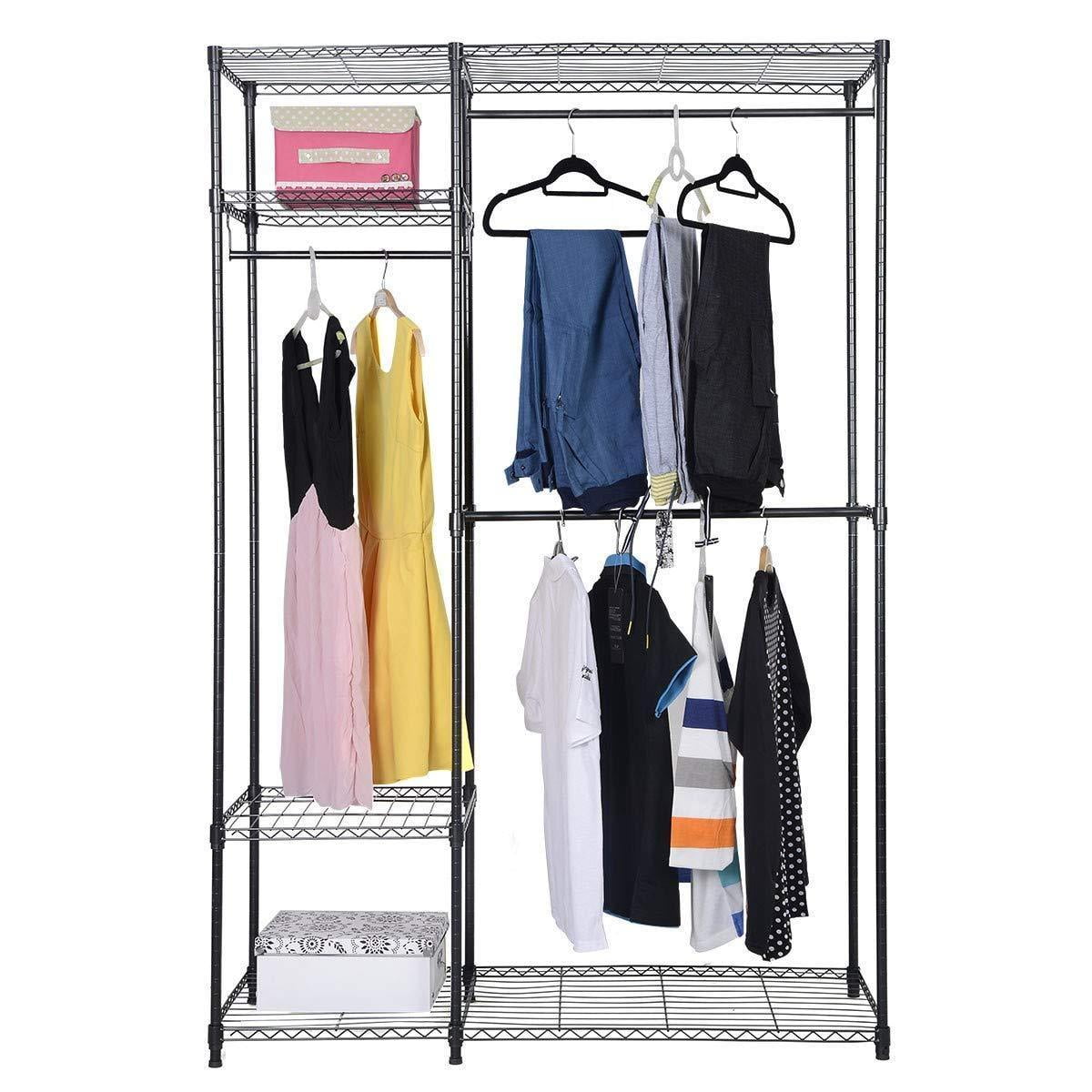 Closet Organizer Metal Garment Rack Portable Clothes Hanger Freestanding  Closet Wardrobe 77Wx 18D x 77H