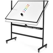 Costway 48''x36'' Mobile Magnetic Double-Sided Reversible Whiteboard Height Adjust