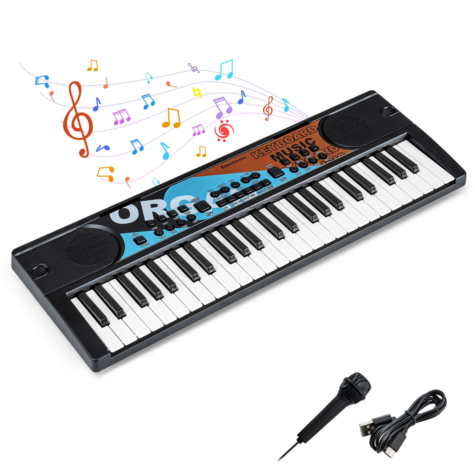 Costway 49 Keys Portable Electric Keyboard Piano with 8 Rhythms, 8 Tones & 10 Demos, Black