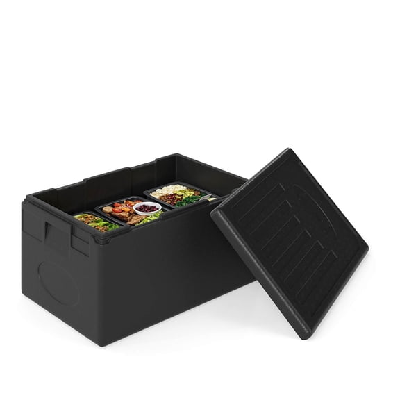 Costway 1 PCS 49 Qt Insulated Food Pan Carrier with Built-in Handles for Camping Catering Buffet Black