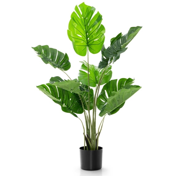 Costway 4FT Artificial Monstera Deliciosa Plant Palm Tree Indoor Outdoor