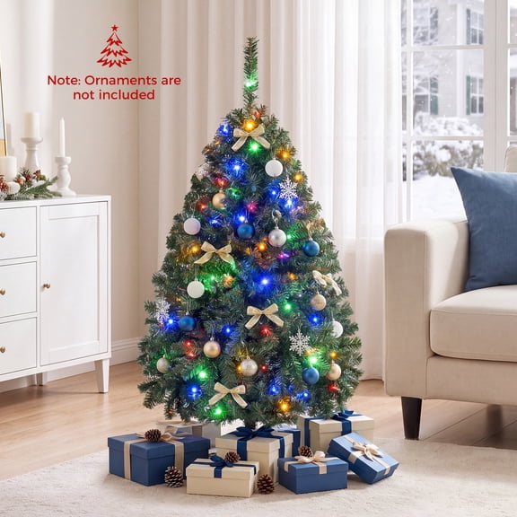Costway 4Ft Pre-Lit Artificial Christmas Tree Hinged 100 LED Lights
