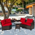 thumbnail image 1 of Costway 4PCS Outdoor Patio Rattan Furniture Set Cushioned Sofa Table Red, 1 of 12