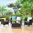 thumbnail image 1 of Costway 4PCS Outdoor Patio Rattan Furniture Set Table Shelf Sofa W/ Gray Cushions, 1 of 10