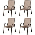 thumbnail image 1 of Costway 4PCS Patio Chair Dining Chair Garden Deck Yard W/Armrest Brown, 1 of 12