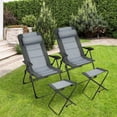 thumbnail image 1 of Costway 4PCS Patio Folding Dining Chair Ottoman Set Recliner Adjustable Gray, 1 of 10