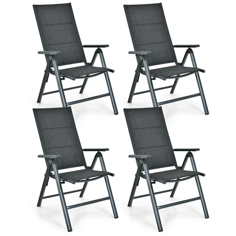 Costway 2pcs Patio Folding Chairs Back Adjustable Reclining Padded Garden  Furniture : Target