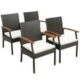 thumbnail image 1 of Costway 4PCS Patio PE Wicker Chairs Acacia Wood Armrests with Soft Zippered Cushion Balcony, 1 of 9