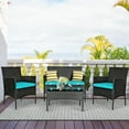 thumbnail image 1 of Costway 4PCS Patio Rattan Furniture Set Cushioned Sofa Coffee Table Backyard Turquoise, 1 of 12